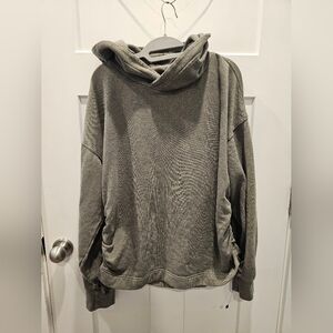 Aerie Olive Green Oversized Hoodie Sweatshirt XL Drawstring Sides Cozy Lounge